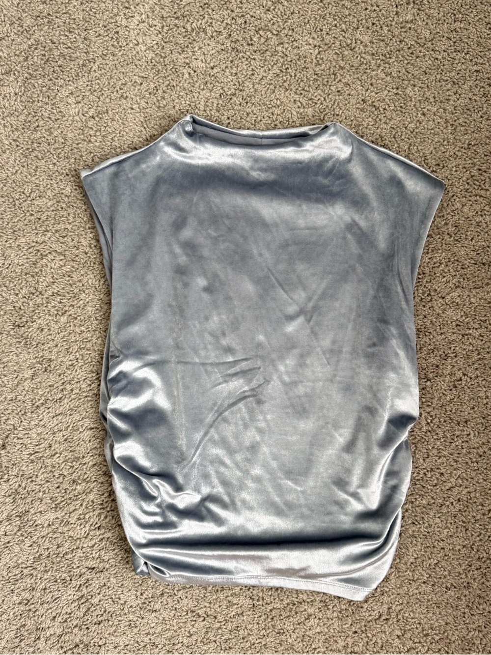 NWOT Abercrombie Light Blue Velvet Cap-Sleeve Top